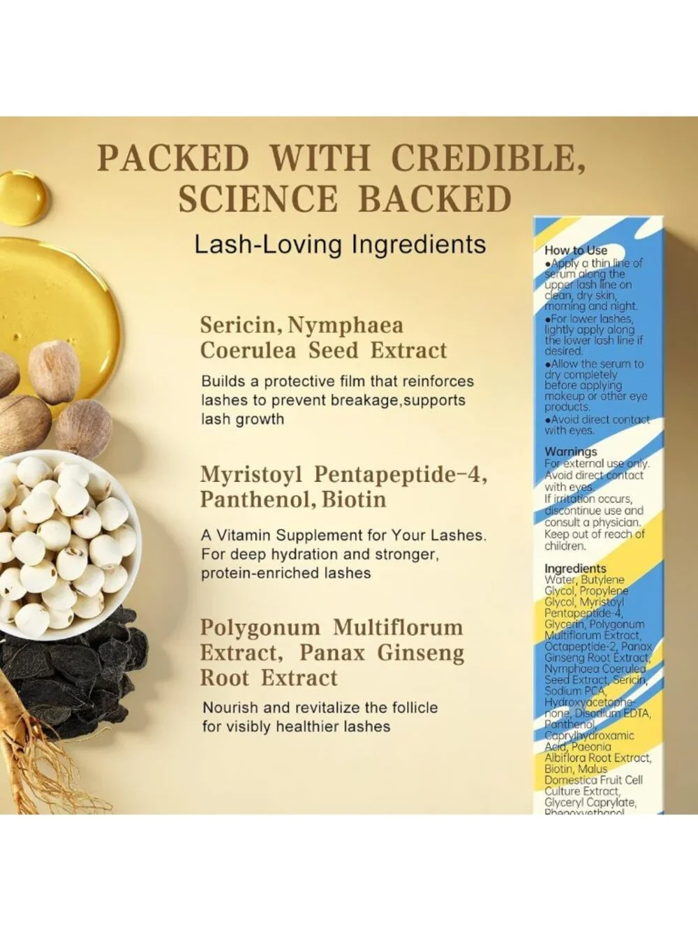 Lash Growth Serum – Fast Results in 7 Days, Nourishing Eye Formula for Sensitive